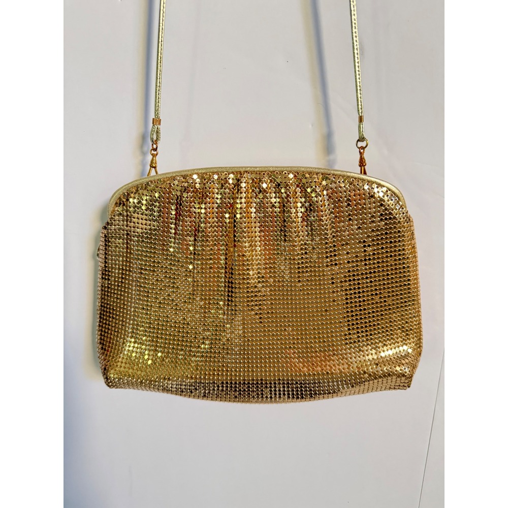 Vintage Whiting & Davis Gold Mesh Evening Bag Purse 1950's